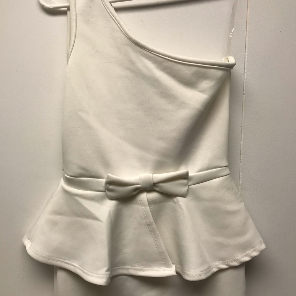 white one shoulder peplum dress